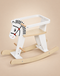 Cheval à bascule zèbre en bois avec barrière de sécurité