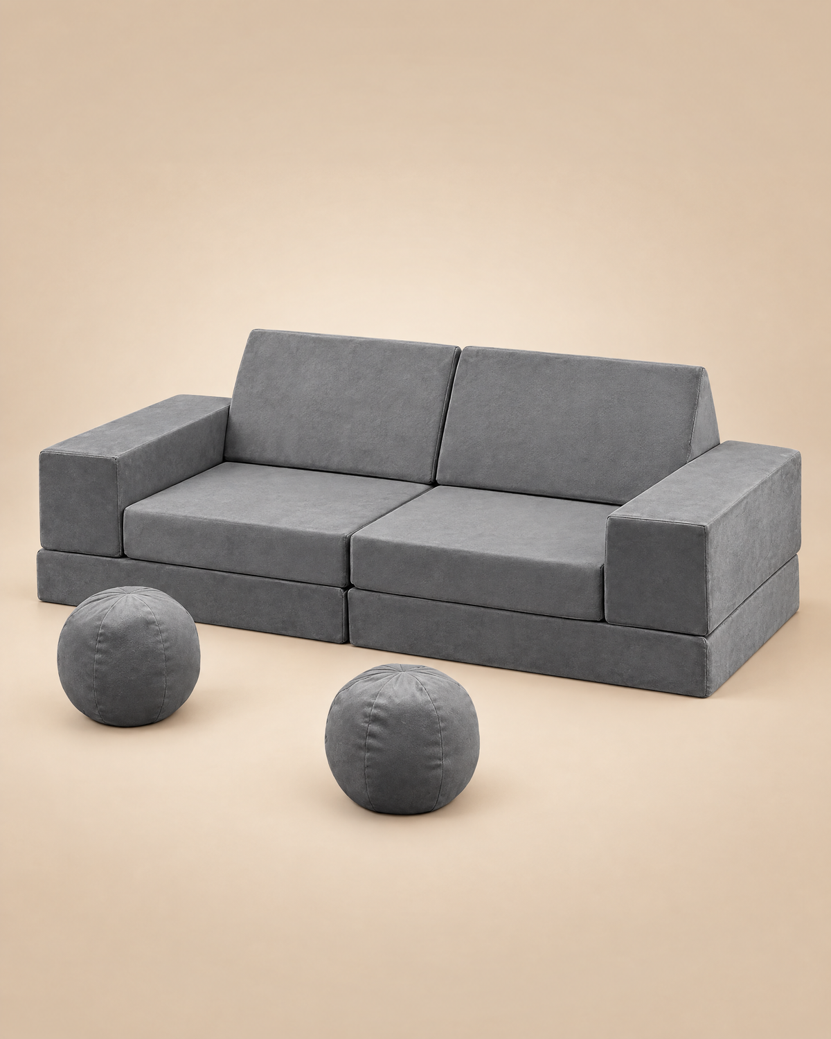 Canapé modulable enfant 12 pièces gris foncé avec 2 balles