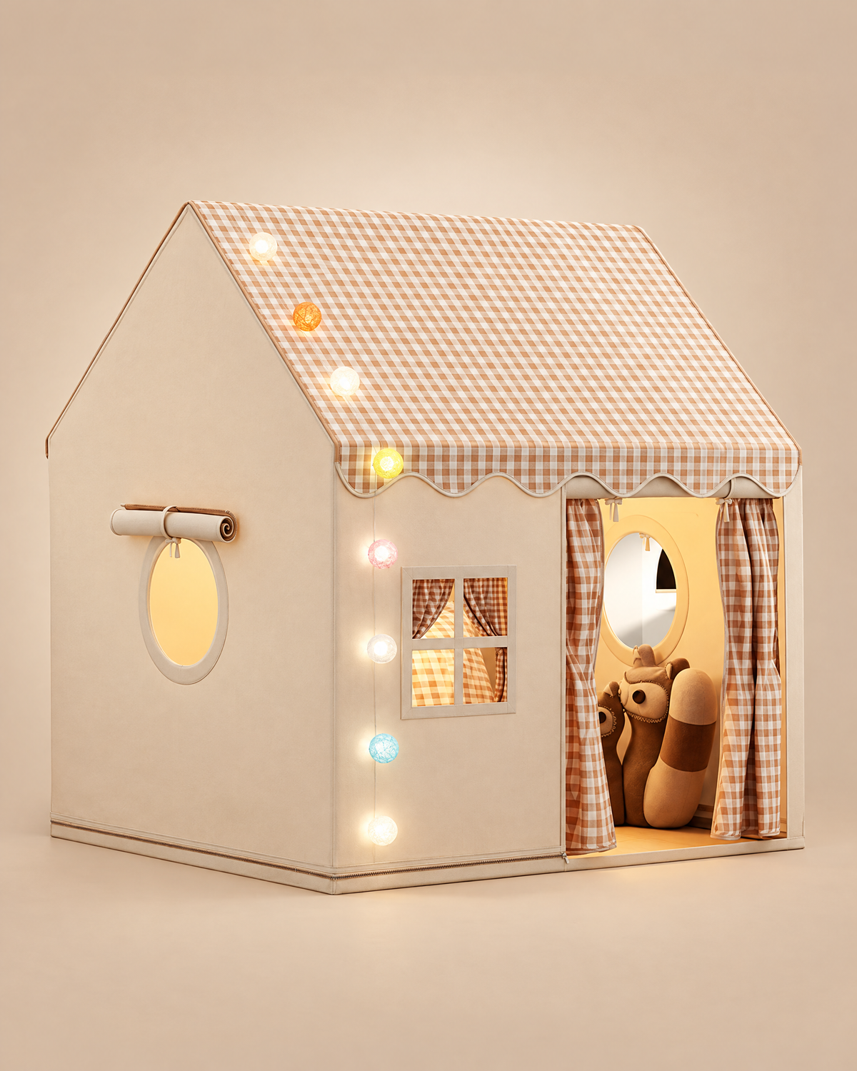 Cabane maison pour enfant avec guirlande lumineuse