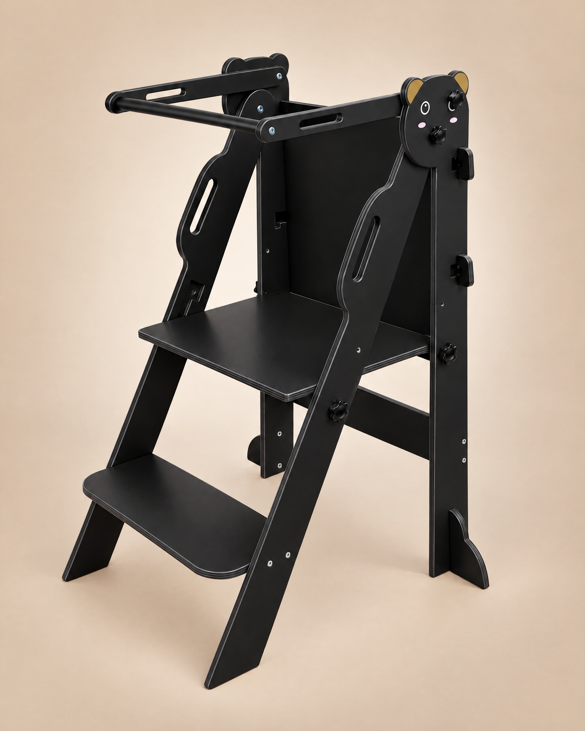 Tour d'apprentissage pliable 3 en 1 avec tableau double face, noir