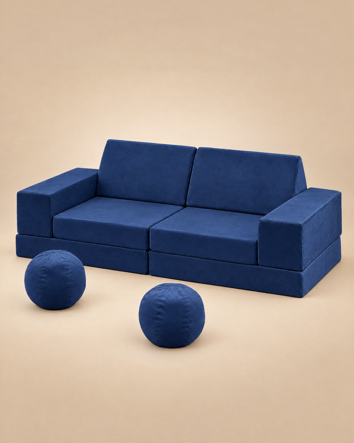 Canapé modulable enfant 12 pièces en mousse, bleu nuit